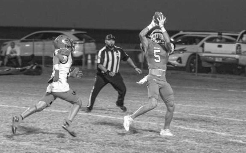 GREAT CATCH - Ropes wide receiver Kolton Mortenson made the catch in the endzone for a Eagle touchdown last Friday night. (Photo courtesy of Donovan Martin)