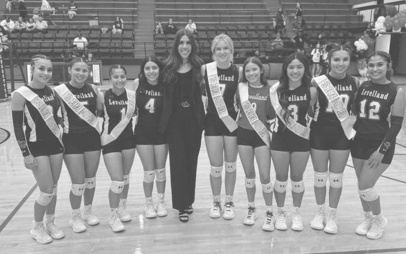 SENIOR NIGHT - The Levelland Loboettes hosted the Snyder Lady Tigers this past Tuesday for their senior night where the girls won in five close sets. Pictured above are: Senior Saydi Mendez, Senior Allison Monge, Senior Alexis Gardea, Senior Devanee Almager, Coach Whitney Gibson, Senior Addisen Campbell, Senior Aubree Gaona, Senior Gabby Pesqueda,Senior Mia Morin and Senior Danica Rivera. (Photo courtesy of Levelland ISD)