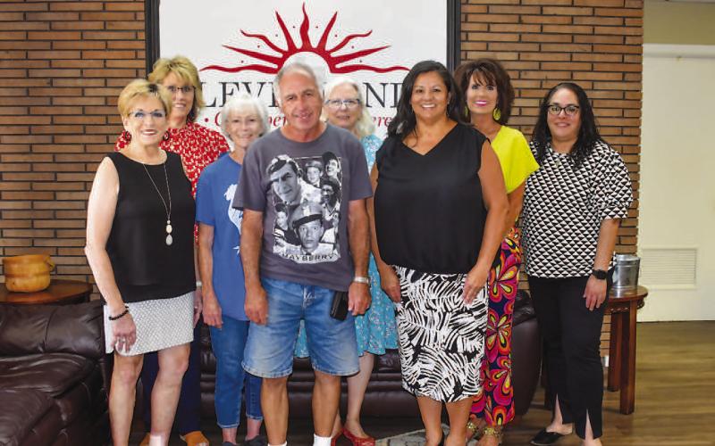 KEEP LEVELLAND BEAUTIFULPHOTO CONTEST- The Keep Levelland Beautiful Program reconized the photo contest winners on Thursday at the Chamber Of Commerace building. Pictured from left to right are: Barbra Pinner, Mary Siders, Pat and Randy Coffman, Donna Wheeler, Lisa Delgado aceppting am award for James Guzman who could not be present, Cristal Issacks and Janie Morales. (Photo courtesy of Emily Campos)