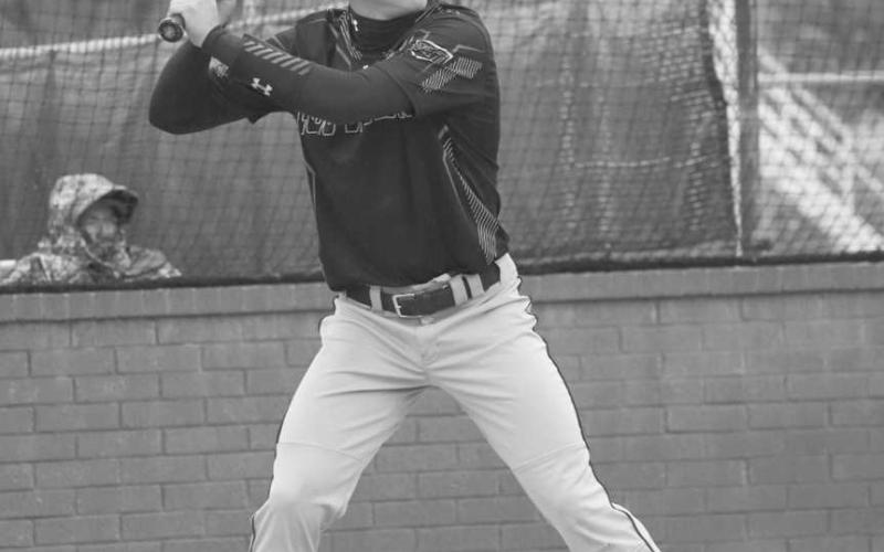 AT THE READY - Levelland Lobo Jake Potter was ready for the pitch during the team’s game against the Shallowater Mustangs. (Staff photo by Aalijah Soliz)