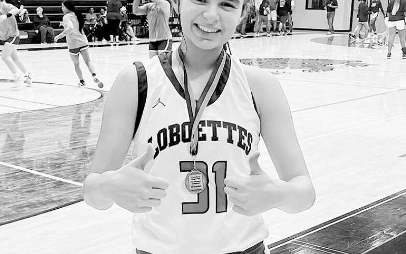 TOURNAMENT TEAM- Coach Barnett shares that his Loboettes swept Monahans and went 5-1 at Springtown! Leilani Sanchez made the All-Tournament Team! He says, “the girls are playing hard and getting better each game!” (Photo Courtesy of Cristal Isaacks)