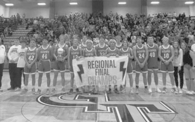 REGIONAL FINAL CHAMPS - The Ropes Eagles are making school history with them becoming Regional Final Champions after beating the Reagan County Owls in Lamesa 63-40, in dominant fashion. The Eagles competetd against the Meyer Ravens this past Tuesday night in Abilene Christian University for the State Semi-Final Round of playoffs. (Photo courtesy of Ropes ISD)