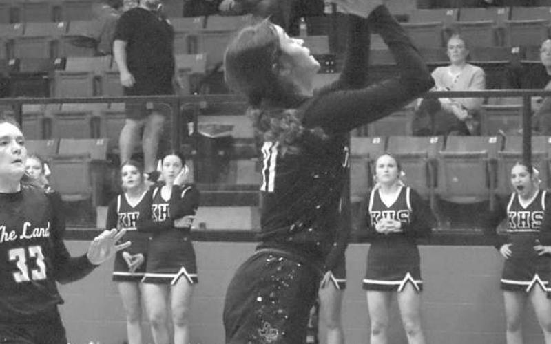 FASTBREAK - Loboette Carly Tienda layed the ball up on the fastbreak during the teams area round game against Krum where the girls won 53-33 in Anson this past Thursday. (Staff photo by Aalijah Soliz)