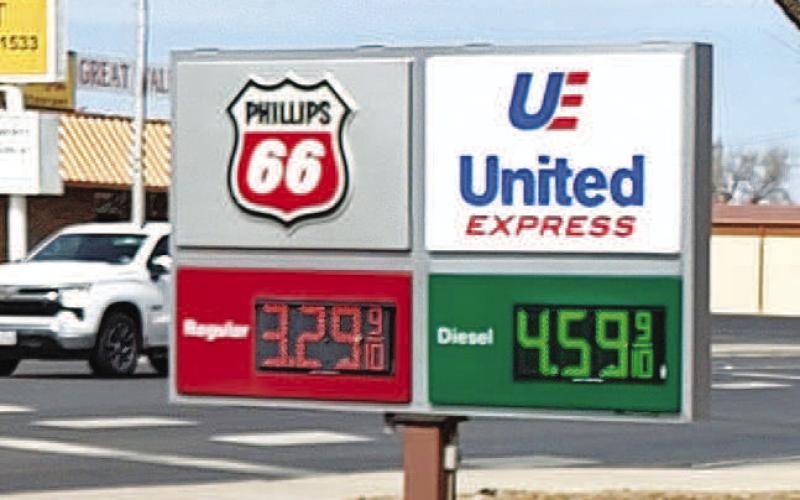 GAS PRICES SURGE-- Current gas prices in Levelland were averaging $3.11 per gallon for regular and $3.60 for midgrade earlier in the week. Gas prices could reach up to $120–$150 per barrel if oil shipment disruption continues. (Staff photo)