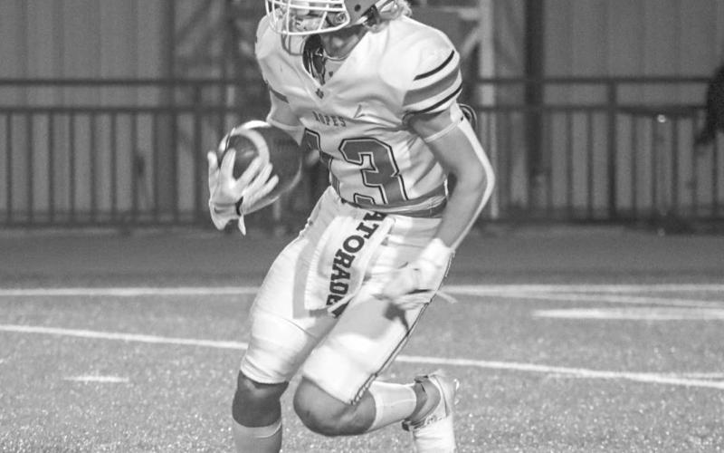 PUNT RETURN - Ropes Eagle Zayden Pittman returned the punt during the team’s win against Farwell last Friday night in Sundown. (Staff photo by Aalijah Soliz)