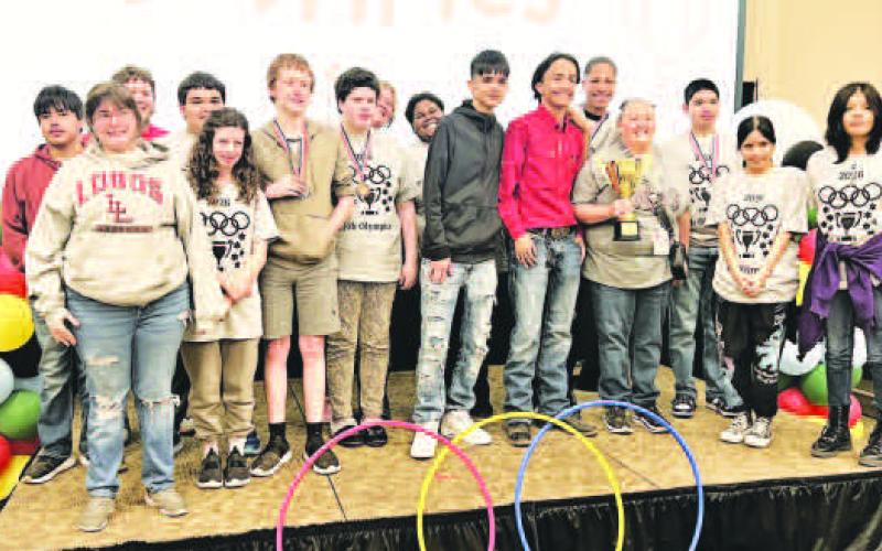 JOB OLYMPICS --Levelland High School LOC students won the Region 17 Job Olympics title. Competing were (not in order) Francisco Camero, Dylan Pope, Jordan Rocha, Angelica Southard, Ellie Martin, Keiran Hallet, Aubrey Waygood, Hannah Wilde-Jones, Breanna Robinson, Adair Miranda, Jose Carrillo, Zalian Willams, RJ Bermea, Trinity Carrillo and Rachel Carrillo. (Levelland ISD photo)