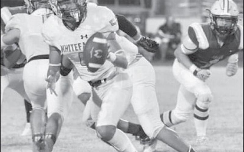 PITCH PLAY - Whiteface quarterback Jeremiah Rendon ran a sweep in a 60-0 road win over the Anton Bulldogs in UIL Class 1A 6-man high school football action last Friday. The Antelopes host Wildorado for homecoming at 7:30 this Friday while Anton heads to Spur for a 7:30 game. (Photo by Holly Crutcher)