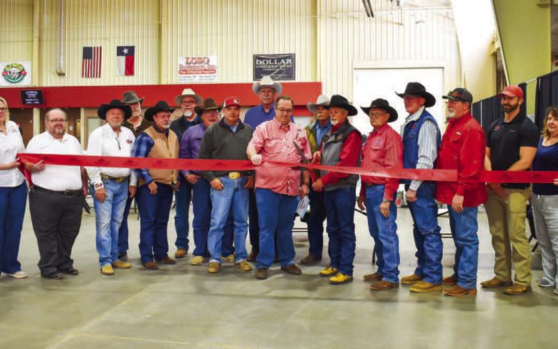 ABC RODEO RIBBON CUTTING - Celebrating the 80th ABC Pro Rodeo, the Levelland Chamber of Commerce hosted a ribbon cutting at the Mallet Event Center Saturday at 4 p.m. with Michael Stueart conducting the cutting. Friday marked the ABC Pro Rodeo kickoff followed by the Premeir WaterWorks BBQ Cook-Off. (Staff photo by Samantha Nowell)