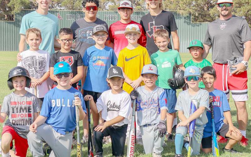 1-3 GRADERS - Levelland ISD held a baseball camp at the Lobo Diamond June 28 - June 30 in the morning. Pictured above is the first graders through the third graders. (Staff Photo by Aalijah Soliz)