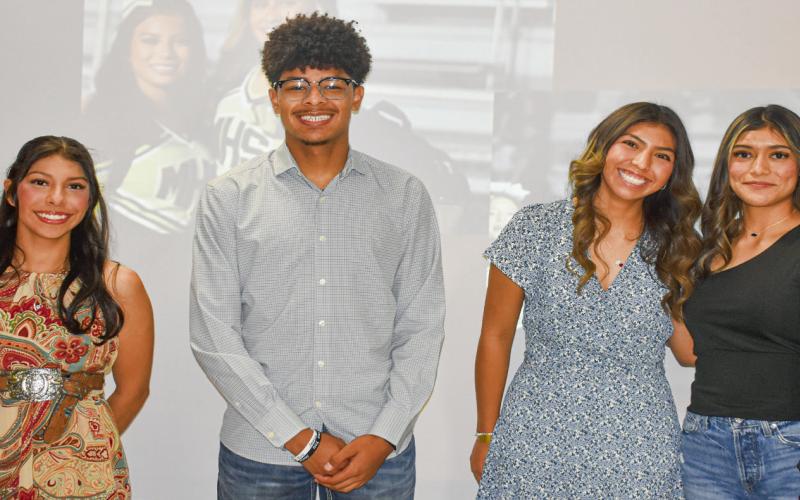TRACK &amp; FIELD AWARDS - Girls MVP: Khloe Aguirre, Girls Fighting Heart: Maya Huckabee and Daphne Acevedo, Boys MVP: Brayden Villarreal and Boys Fighting Heart: Samuel Chavez. (Staff photo by C.R. Calhoun)