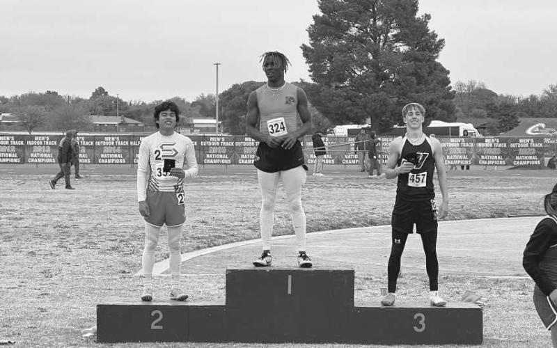 THIRD PLACE - Whitharral Panther Landon Lee placed third place in the 200 meter dash this past weekend at SPC for their regional track meet. (Photo courtesy of Whitharral ISD)
