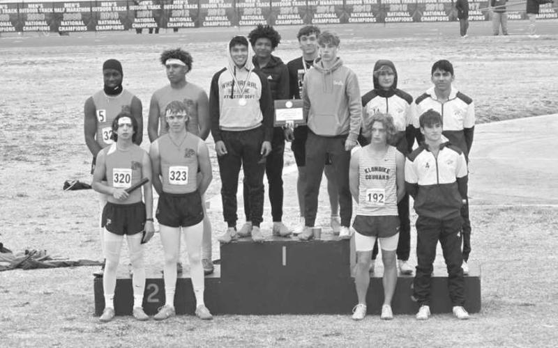 4x100 TEAM - The Whitharral Panthers 4x100 team won the Regional track meet this past weekend at SPC. Pictured above are Nomar Gomez, Brent Robinson, Landon Lee and Jack Griffin. (Photo courtesy of Whitharral ISD)