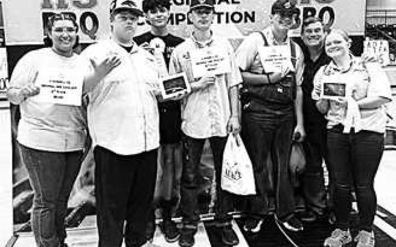 BBQ Pitmasters-- The Lobo Pitmasters BBQ Team and their advisor, Khris Oaks, had an outstanding performance at the Area BBQ Cook Off place 3rd in dessert, 9th in beans, 9th in chicken, 3rd in ribs and 9th in brisket. Of the 21 competing teams, they placed 5t overall and earned a spot to the state competition. (Levelland ISD photo).