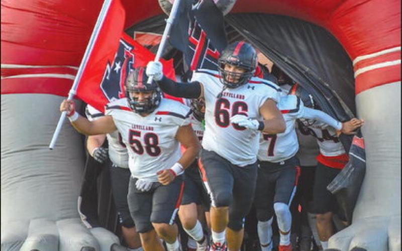 RUN-OUT - The Levelland Lobos ran out of their tunnel before their away game against the Estacado Matadors this past Friday. The Lobos will face-off against the San Angelo Lakeview Chiefs this Friday as the away team at 7 p.m. (Staff photo by Dom Puente)