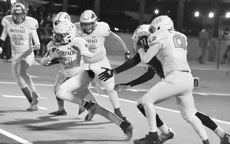ANTELOPE RETURN- Whiteface’s Gavin Baker returned a Rankin Red Devil kick to the 30 yard line in the area round of the UIL Class 1A-1 high school football playoffs. The no. 1 ranked Red Devils downed the Antelopes 70-24 finishing Whiteface’s season at 9-3 with district and bi-district championships. (Photo Courtesy of Jay Kelley)