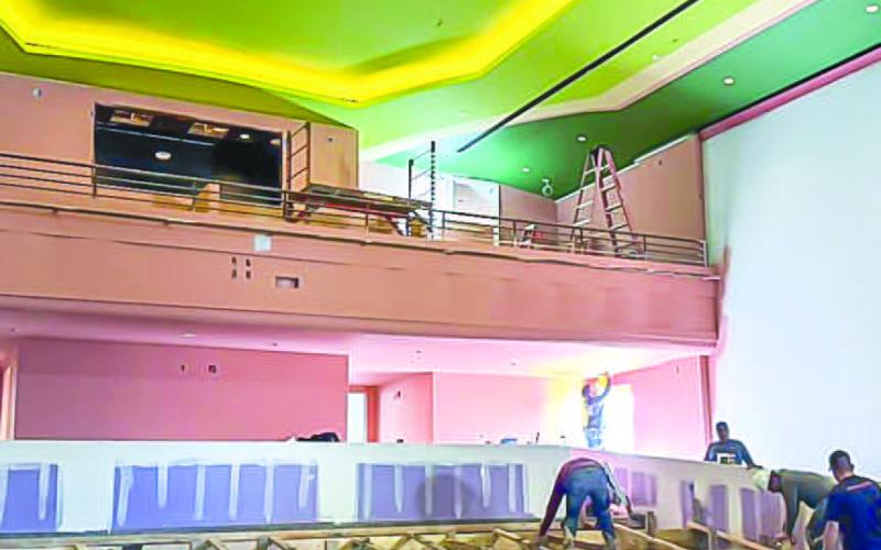 MAKING PROGRESS - The Wallace Theater renovations continue with the theater ceiling being prepped for the historic murals to be placed once again. Additional work done to the Wallace has been an egress staircase which will provide a safe emergency exit from the mezzanine level. Updates regarding the renovations of the theater and upcoming programs can be found on The Wallace Theater Facebook page. (Photo courtesy of the Wallace Theater)