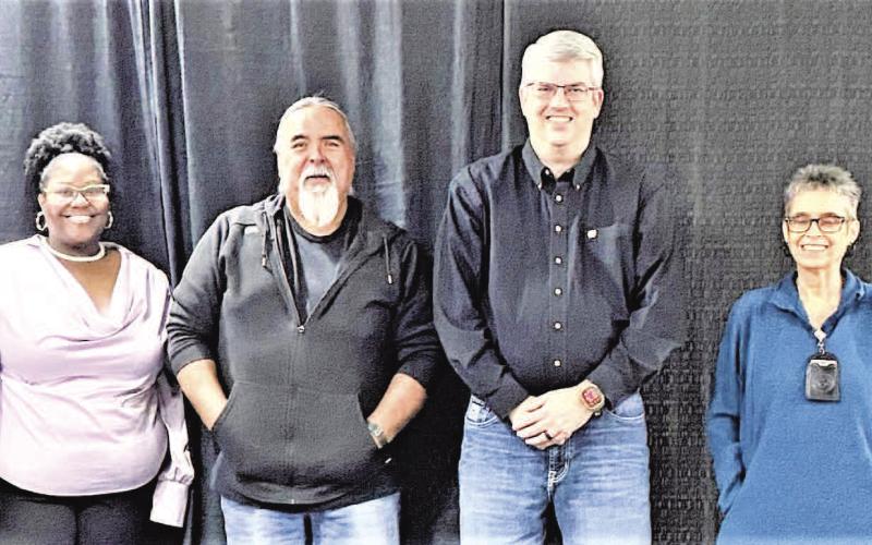 CITY OF LEVELLAND SERVICE RECOGNITIONS- Terez Ramos,10 years, Dispatch Supervisor/Law Enforcement Communications; Jo Ray Guerrero, 15 years, Street Department; Capt.Ty Land, 20 years, Levelland Police Department; and Donna Edwards, 20 years, Levelland Police Department. (City of Levelland photo).