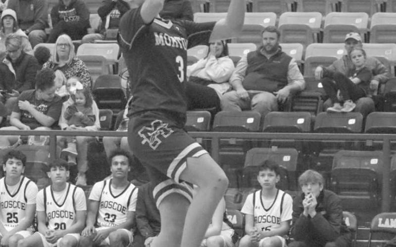 FASTBREAK - Morton Indian E.J. Rivas got ahead of the defense in transition where he earned his team easy points against Roscoe at Lamesa High School. (Staff photo by Aalijah Soliz)