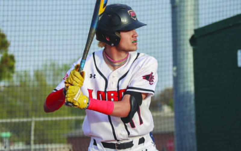 BATTER UP - Levelland Lobo Rance Massey got up to the plate during the team’s game against the Lake View Chiefs last Friday at home for district play. (Staff photo by Aalijah Soliz)