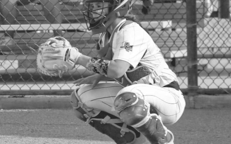 AT THE READY - Levelland Loboette Madison Seat got ready to catch the ball during her team’s game against the Sweetwater Lady Mustangs this past Friday at home. (Staff photo by Aalijah Soliz)
