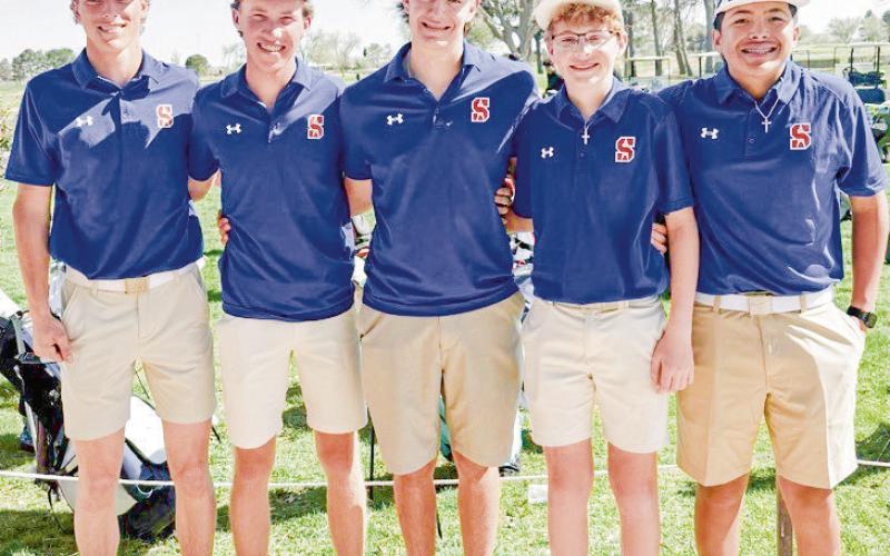 RUNNERS-UP - The Sundown Roughnecks golf team finished runner-up at the Sands In vitational with a score of 337. Pictured in no particular order is Isaiah Igo, Drew Igo, Brock Bufe, Landry Farrar and Axel Garcia. (Photo provided by Sundown ISD)