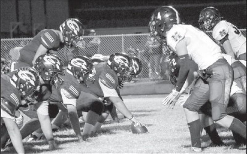 BLITZ - The Morton defense crowded up on the line of scrimmage to stop the run that ensued on the play. The deffense only allowed 142 yards of total offense and a total of two touchdowns in two games. The team faced Munday this past Friday. (Staff photo by Aalijah Soliz)