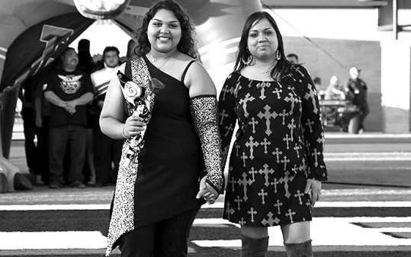 SENIOR BAND - Levelland seniors were recognized last Friday during the Lobo football home game against the Borger Bulldogs. Senior Aliyah Soliz was escorted by her mother Paula Espinoza. (Staff Photo by Dom Puente)