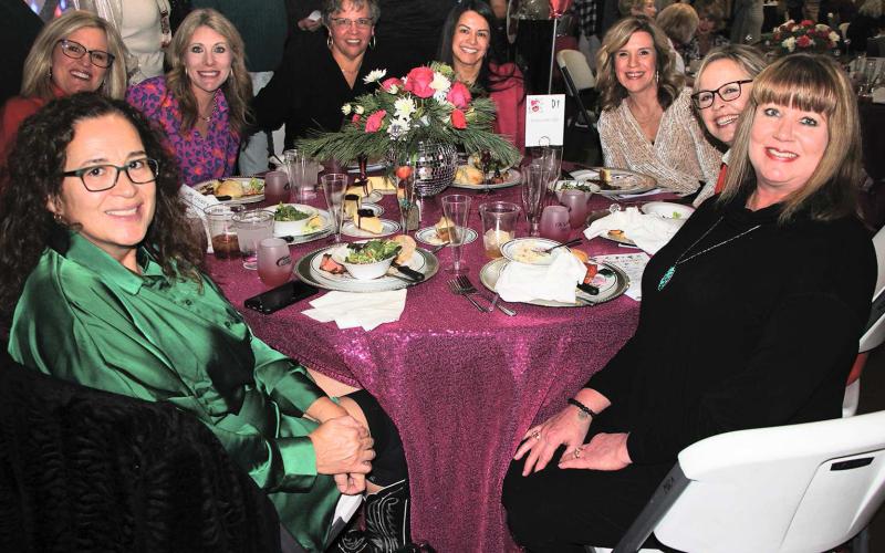 FUN FOR THE GIRLS —The ladies of Levelland ISD had a fun night of festive cheer at Fa La La Fun for the Girls Thursday at the Mallet Event Center. The women in attendance were treated to dinner, drinks, entertainment and plenty of shopping. Pictured are, from left: Becky McCutchen, Terri White, Ashley Howard, Donna Pugh, Teresa Montemayor, Shelbi Eugenis, Joanna Runkles, and Lauri Jones. (Submitted Photo)