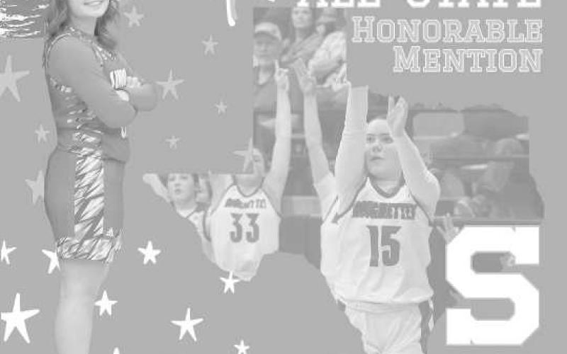 ACADEMIC TEAM- Texas High School Coaches Association Academic All State Basketball 2023 has named three Roughettes to the Academic All-State Team. This is a great honor bestowed upon Seniors who have maintained above a 92 cumulative GPA along with ACT and SAT scores. This is quite the honor for students that are involved in so many extracurricular activities. Emma Holdman was named as a honorable mention. (Photo Courtesy of Sundown ISD)