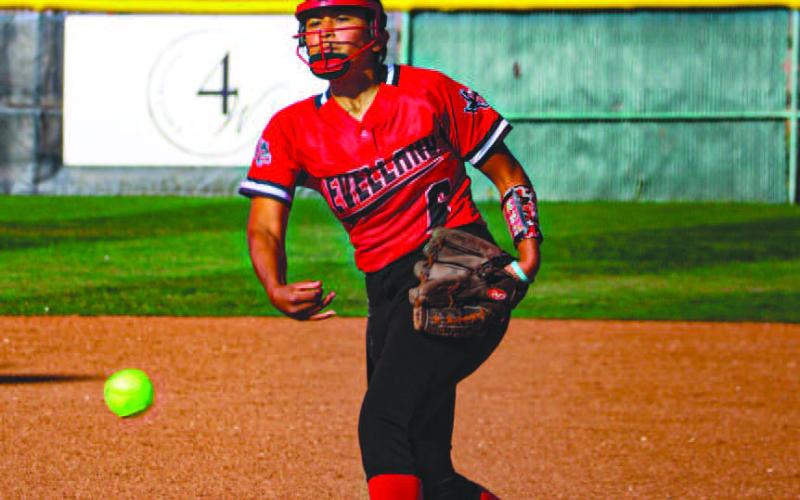 FAST BALL - Levelland Loboette Danica Rivera threw a fast ball during the team’s game against Estacado March 22 at home. (Staff photo by Aalijah Soliz)
