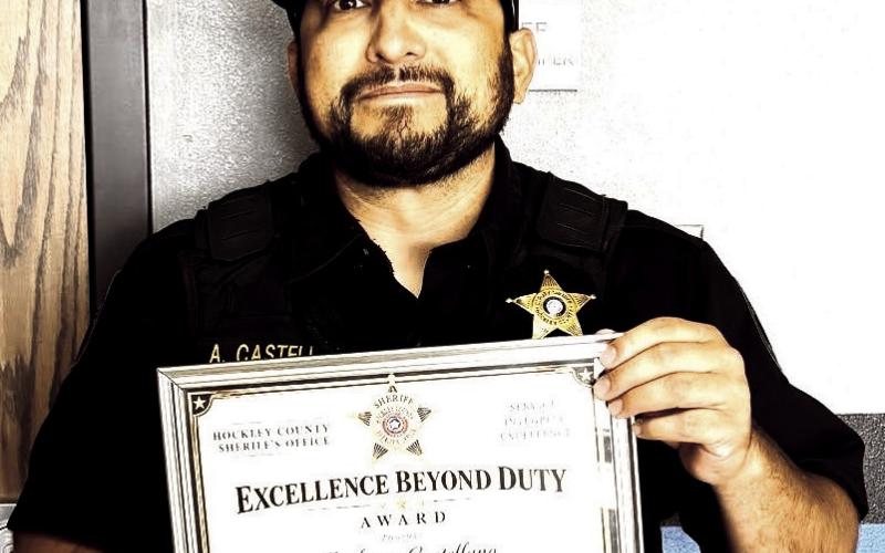 Hockley County Deputy Anthony Castellano recently was presented with the “Excellence Beyond Duty” award for his dependable service, professionalism, sound judgement and performance in countless situations. HCSO stated it appreciates the experience, knowledge, and dedication he brings to the department and community.
