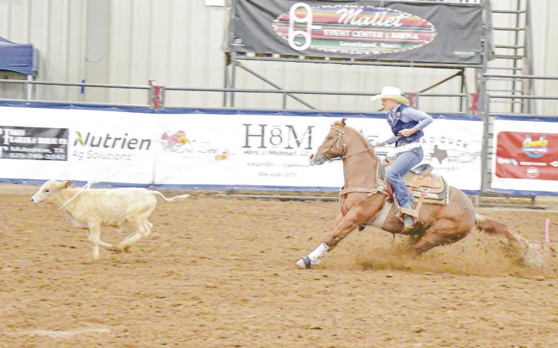 BREAKAWAY ROPING - SPC’s Zaran Kirkpatrick competes in the breakaway roping during the SPC Rodeo at the Mallet Event Center &amp;amp; Arena this past Saturday. Kirkpatrick would place first in the women’s all around. (Staff photo by Jentezen Smith)