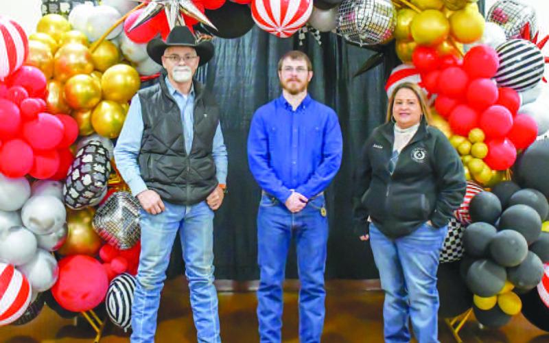 RECOGNIZING YEARS OF SERVICE - Hockley County held their annual Employee Banquet at the Mallet Event Center and Arena this month. Pictured from left to right is: Kevin Wright, Richard Shaw and Ann Doshier. All three individuals were recognized for reaching their five years of service milestone with the county. Not pictured who reached their five year milestone include Myra Chapa, Toney Cowan and Angela Overman. (Staff photo by Myra Guerrero)