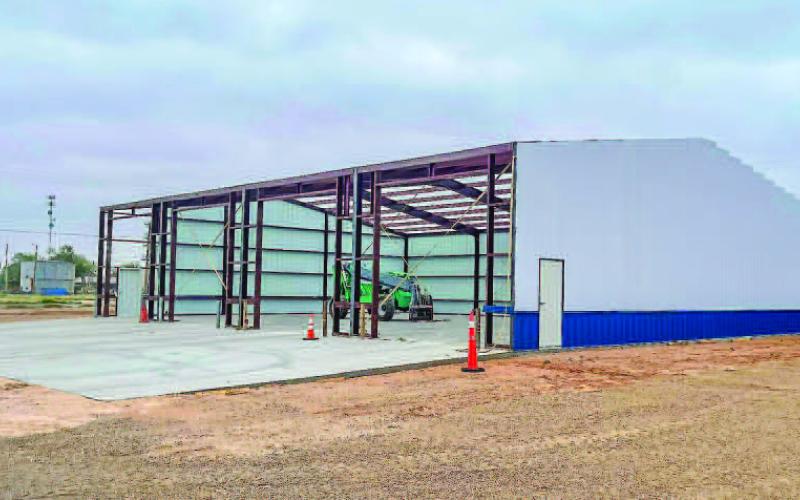 NEW ADDITION - The new home for the Whiteface Volunteer Fire Department and Whiteface EMS is moving along. Construction began in March and the building will be an 80' x 60' metal building with four bay doors. (Photo courtesy of the City of Whiteface)