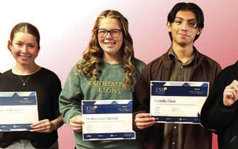 LEVELLAND HIGH SCHOOL ENTREPRENEUR-- Levelland High School Entrepreneur students Paula Castellanos, Sutton Milford, Madlyn Mitchell, Eben Castillo and MJ Niederhauser earned their Entrepreneurship and Small Business Certificate (ESB). LHS Entrepreneur teacher Russell Hill heads up the program. (Levelland ISD photo)