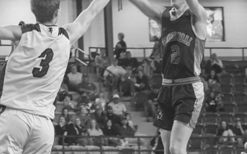 JUMPER - Whitharral Panther Landon Lee shot the ball from mid-range during the team’s regional semifinal matchup this past Tuesday at SPC. (Staff photo by Aalijah Soliz)