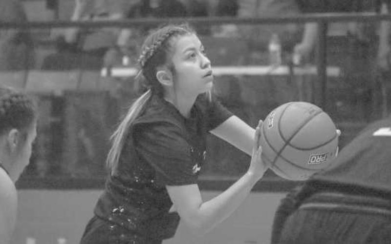 FREE THROWS - Loboette Kaylee Penner shot the ball against the Krum Lady Cats this past Thursday in the teams playoff win. (Staff photo by Aalijah Soliz)