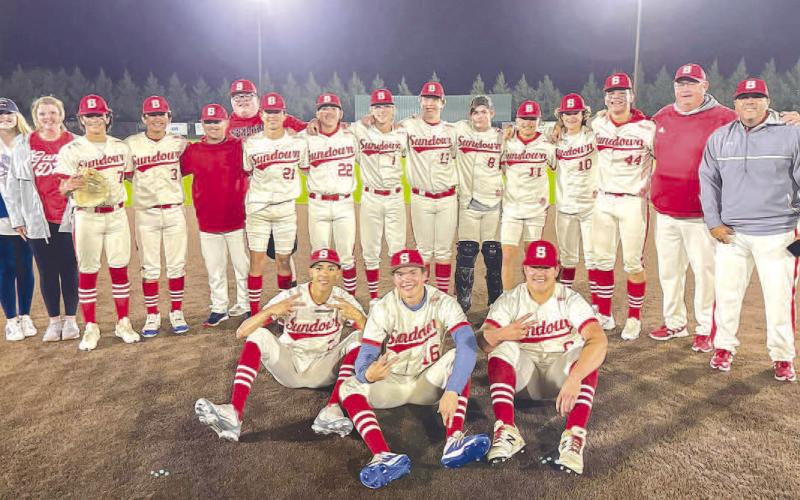 HEADED TO REGIONAL- The Sundown Roughnecks took the Clarendon Broncos 2-1 in the best of three UIL High School Baseball Area Championship in Floydada on Thursday and Saturday. Sundown lost game one 7-3 on Thursday, then won back-to-back games on Saturday 13-3 and 12-8 for the championship. Sundown will now face Ropes in the regional quarterfinal. The series started Wednesday and will reach completion Friday. (Photo Courtesy of Sundown ISD)