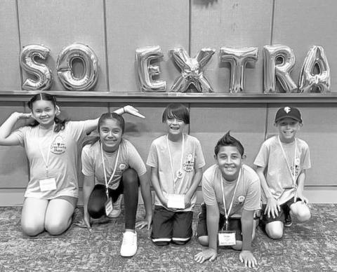 GLOBAL COMPETITION - The 4th grade Destination Imagination students from Capitol Elementary competed in the Global Competition in Kansas City at the end of May. They competed in the So Extra category which is an improvisational challenge. Pictured from left to right are: Emilee Arriaga, Lexi Olivo, Zachariah Castillo, Declan Jaramillo and Dylan Slape. Not pictured is Joey Wheeler. Coaches for the group included Mrs. Pam Alexander and Mrs. Barbara Utley. (Photo courtesy of Pam Alexander)