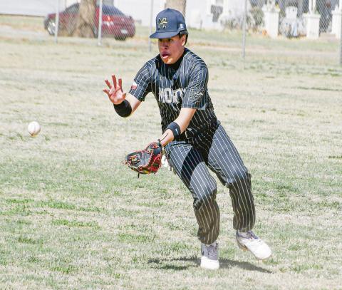 ROUTINE GROUNDBALL - Morton Indian Masyn Enriquez fields a routine groundball at second base during their district game against the Sundown Roughnecks this past Tuesday at Morton High School. (Staff photo by Jentezen Smith)