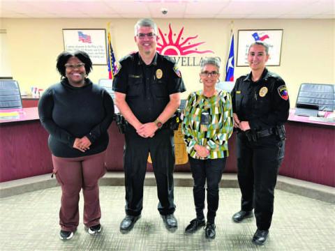 RECOGNITATION OF SERVICE-- The City of Levelland and Police Chief Erica O'Bryon recognized the following employees for their years of service: (left to right) Terez Ramos, Law Enforcement Communications,10 years; Capt. Ty Land, Levelland Police Department, 20 years; and Donna Edwards, Levelland Police Department, 20 years. (City of Levelland photo)