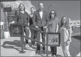 FANTASTIC MOSAICS - The Levelland Main Street group recognized Tanner Terrell of Edward Jones for his participation in the Main Street Revitalization efforts. Pictured from left to right are: Viviana Perez, Meleta Atchison, Tanner Terrell, Iris Keeling and Tania Moody. (Staff photo by Dom Puente)