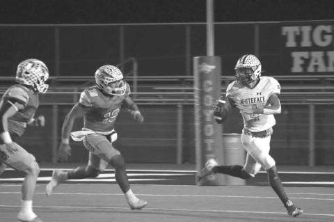 ESCAPE ARTIST - Whiteface quarterback Jeremiah Rendon escaped the Coyote pass rush to make a throw on the run. (Staff photo by Aalijah Soliz)