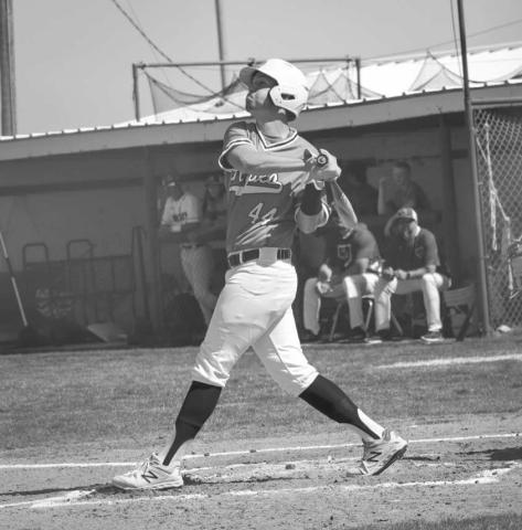 GOOD EYE - Ropes Eagle Braxxin Partington hit the ball this past Monday as the visiting team in Smyer for their matchup in UIL district play. (Staff photo by Aalijah Soliz)