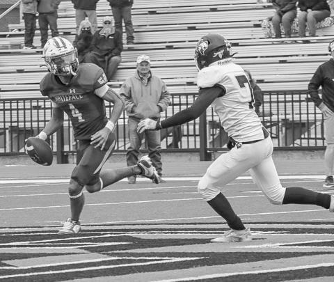 ON THE RUN - Whiteface Antelope Jeremiah Rendon was on the move scanning downfield to throw the ball during the team’s game against Water Valley in the Semi-finals of playoffs. The Antelopes play Gordon today at 2 p.m. in AT&amp;T Stadium in Dallas. (Staff photo by Aalijah Soliz)