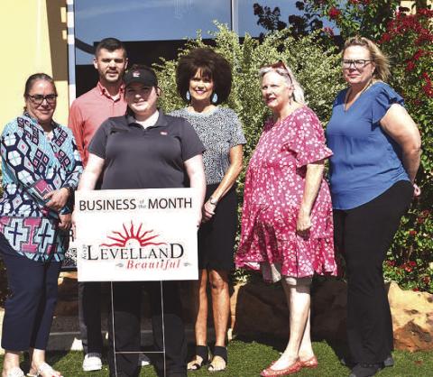 BUSNINESS OF THE MONTH -July Business of the Moth was awarded to Pizza Hut by Keep Levelland Beautiful. Names in no particular order: Miranda Nale, Jaine Morales, Kristal Isaack, Donna Wheller, Kelly Handcock, Josh Meredith, (Staff photo by Emily Campos)