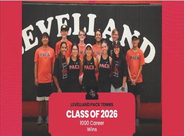 SENIOR SUPREMACY - The Levelland Tennis Pack senior class of 2026 surpassed the 1,000 career wins milestone on September 9 during a match at Brownfield. (Photo provided by Levelland ISD)