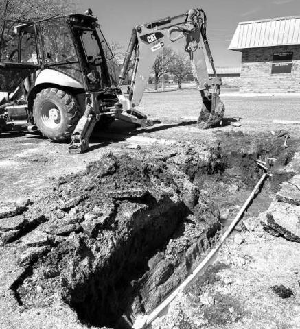 WEEKEND WATER LEAK - The City of Levelland Water Department responded to a water leak over the weekend on John Dupree Drive. A crew with the department uncovered the two-inch line busted and repaired the line on Saturday. (Photo courtesy of the City of Levelland)