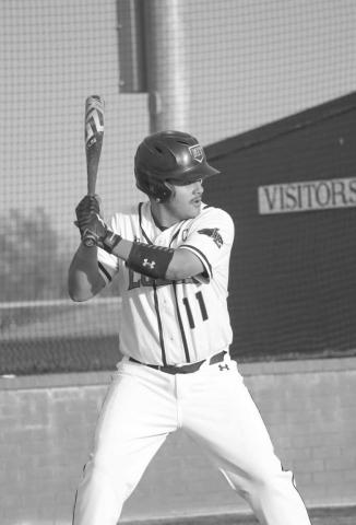 FOCUSED - Levelland Lobo R.J. Mireles was ready at the plate during the team’s game against the Lake View Chiefs last Friday at home for district play. (Staff photo by Aalijah Soliz)