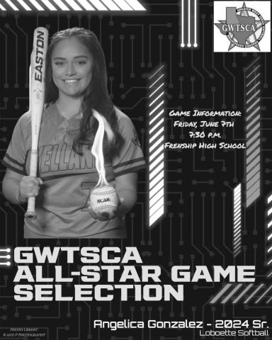 ALL-STAR GAME - Congratulations to Angelica Gonzalez on being selected to play in the GWTSCA All-Star Game on June 7 at Frenship High School. (Photo courtesy of Levelland ISD)